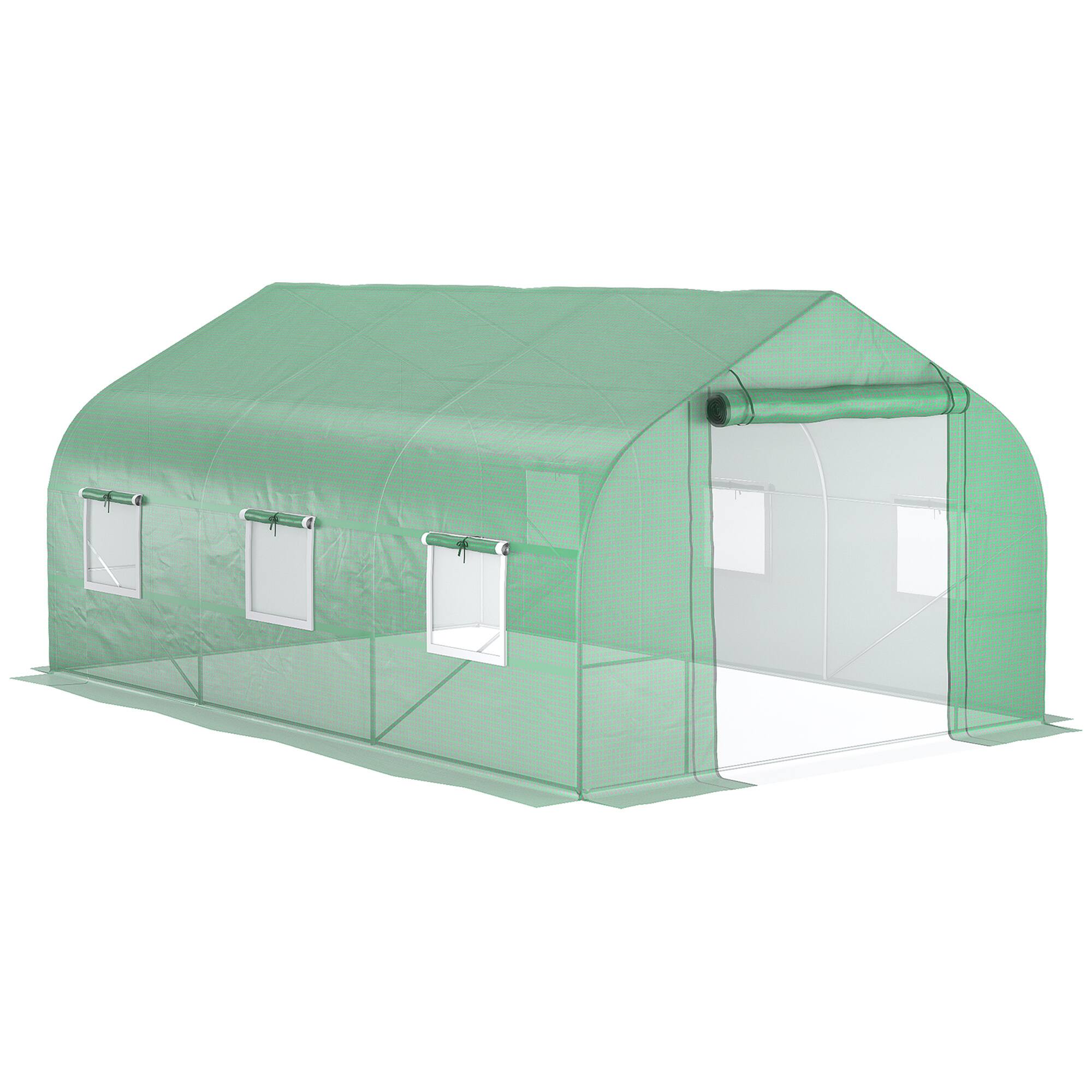 Front. TinyHomie - 11.5 x 10 x 7FT Walk-in Greenhouse Tunnel Green House with Zippered Mesh Door and 6 Mesh Windows Plant Hot House.