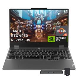 Lenovo - LOQ 15.6" FHD Gaming Laptop,AMD Ryzen 5 7235HS,64GB DDR5,2TB SSD+1TB Dock Set,GeForce RTX 4050,Win 11 Home,Grey - Gray