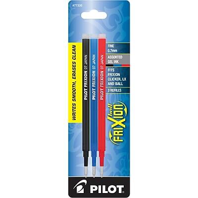 Pilot - FriXion Ball Erasable Gel Pen Ink Refill, Fine Tip, 3/Pack - Black/Blue/Red Ink