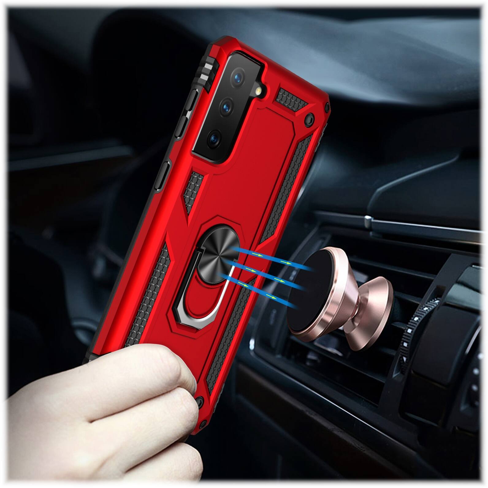 Alt View 16. SaharaCase - Military Kickstand Series Case for Samsung Galaxy S21 FE 5G - Red.