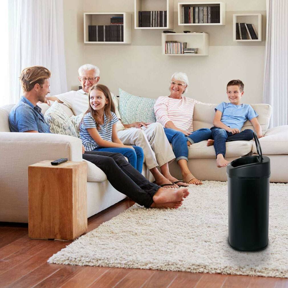 Left. Hivvago - Black 13-Gallon Kitchen Trash Can with Touch Free Motion Sensor Lid - black.