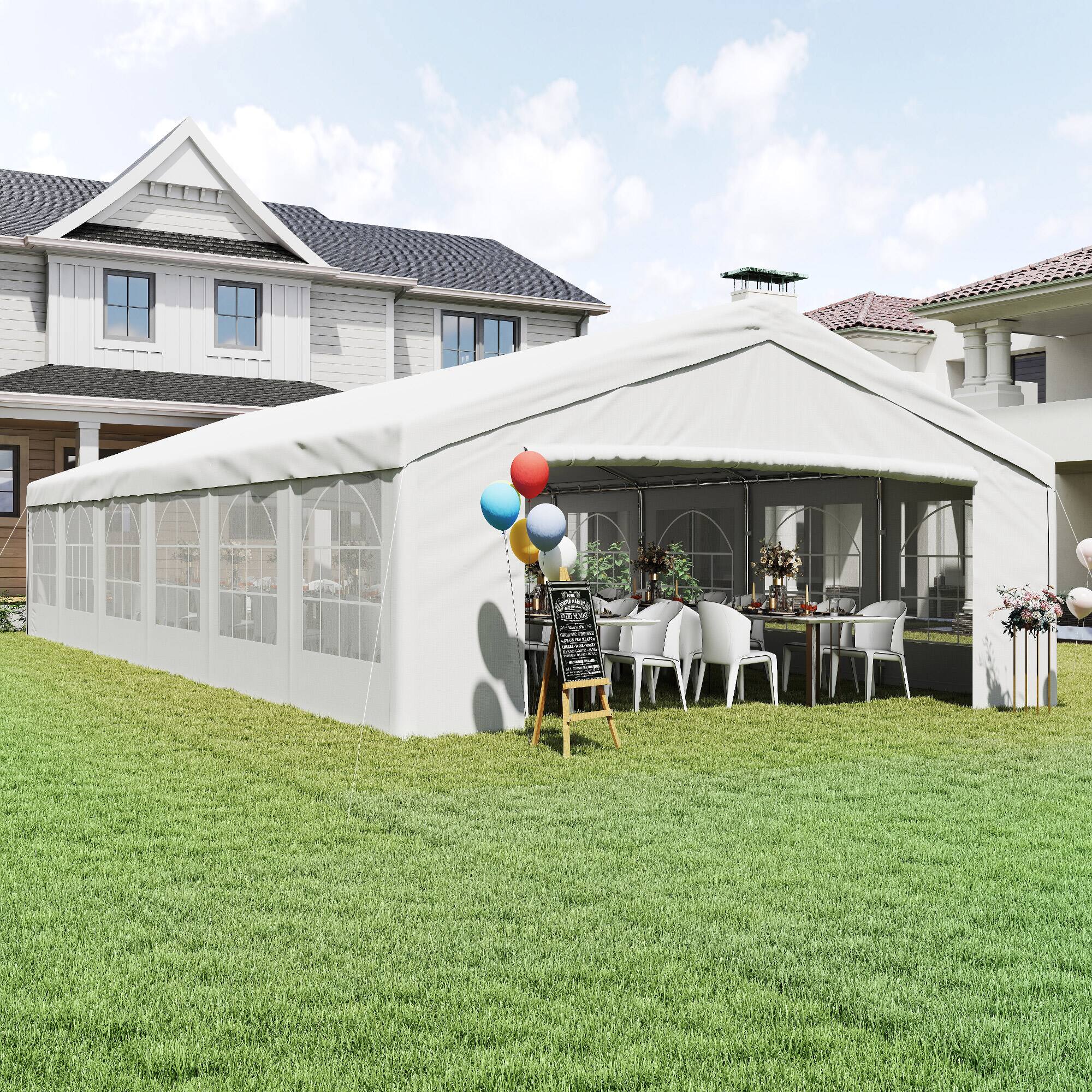 Alt View 8. Outsunny - 20 x 40 ft Heavy Duty Party Tent Outdoor Gazebo Wedding Tent Event Shelter Carport BBQ - White.