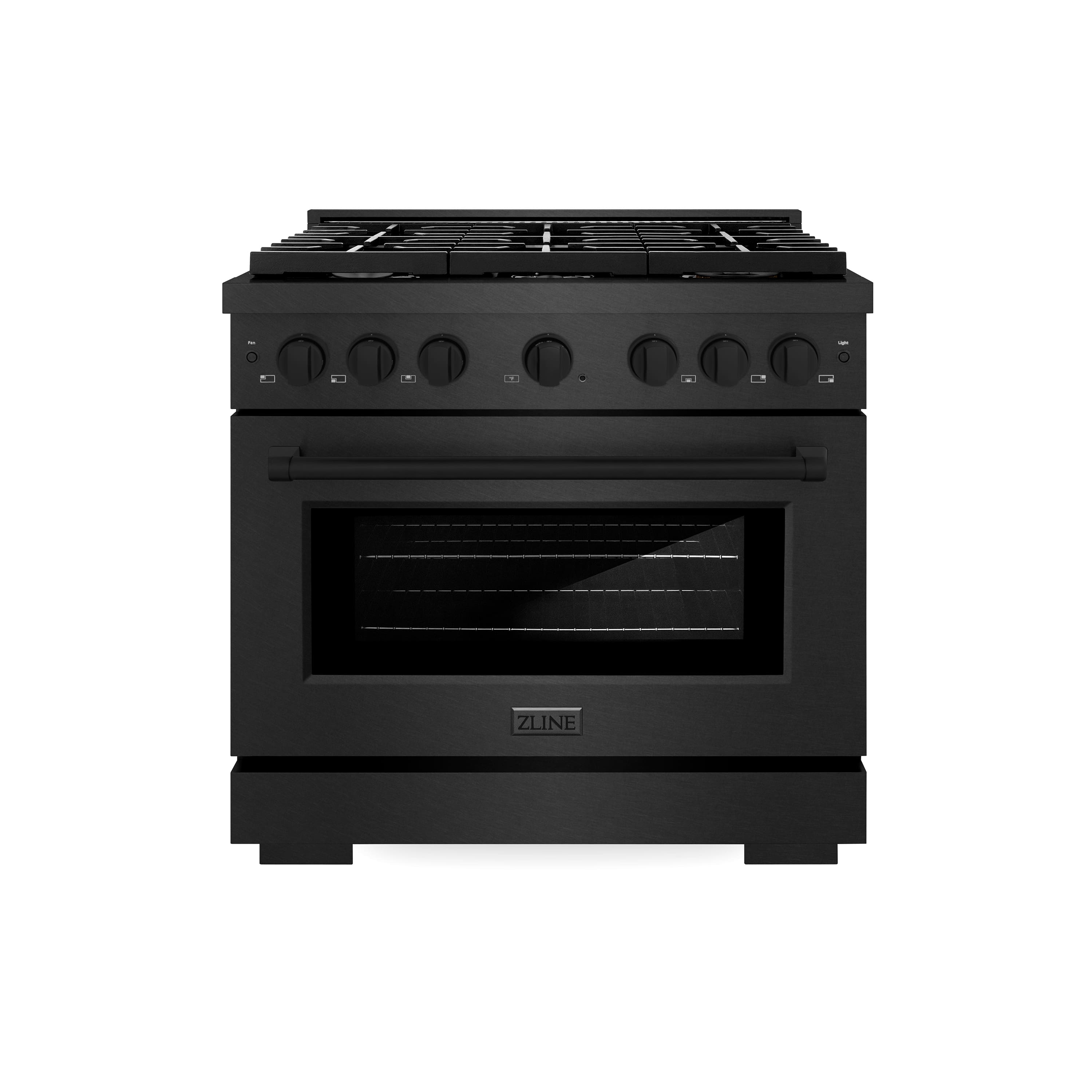 ZLINE - 36 in. 5.2 cu. ft. Manual Clean Freestanding Gas Range with 6 Burners and Convection Oven in Black Satin Stainless Steel - Black Satin Stainless Steel