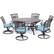 Front. Hanover - Traditions 7-Piece Dining Set with a 60 In. Round Cast-top Table and Six Swivel Rockers - Alumicast/Blue.