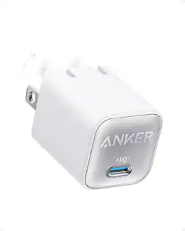 Anker - Nano Charger, USB C GaN Charger 30W, PIQ 3.0 Foldable PPS Fast Charger - Aurora White