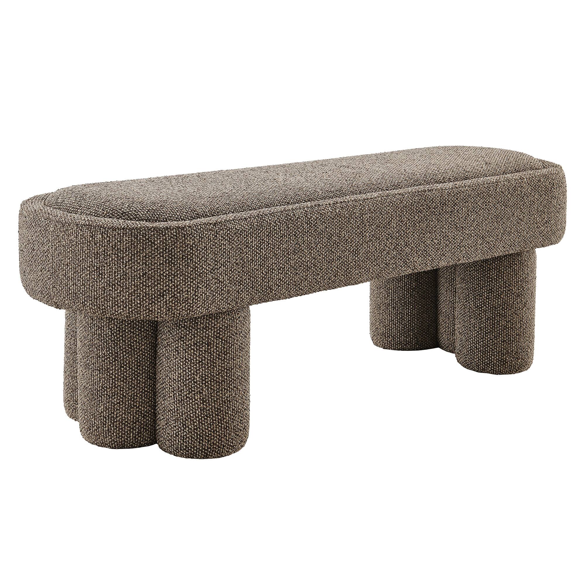 Angle. Modway - Mossi 52-Inch Oval Boucle Fabric Bench by Modway - Earth.
