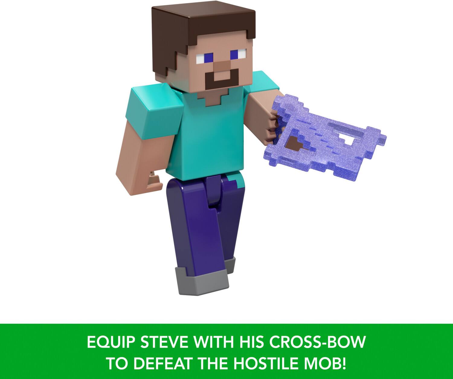 EQUIP STEVE WITH HIS CROSS-BOW TO DEFEAT THE HOSTILE MOB!