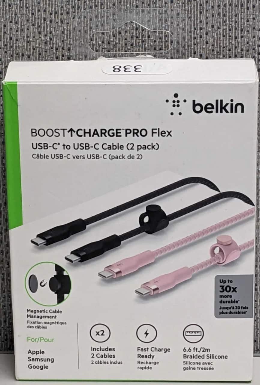 Belkin - Boost Charge Pro Flex USB-C to USB-C Cable (2 Pack) Bundle | Color: - Black/ Pink