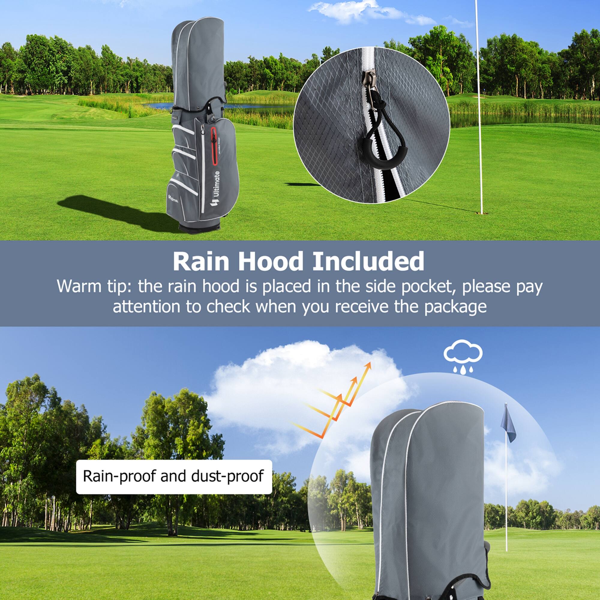 **Rain Hood Included**

Warm tip: the rain hood is placed in the side pocket, please pay attention to check when you receive the package

**Rain-proof and dust-proof**