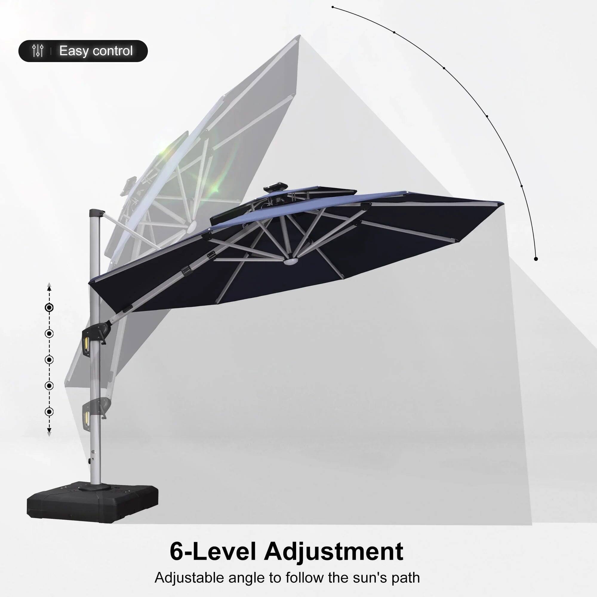Easy control

6-Level Adjustment  
Adjustable angle to follow the sun's path