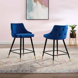 Adorn Performance Velvet Counter Stool Set of 2 by Modway - Navy