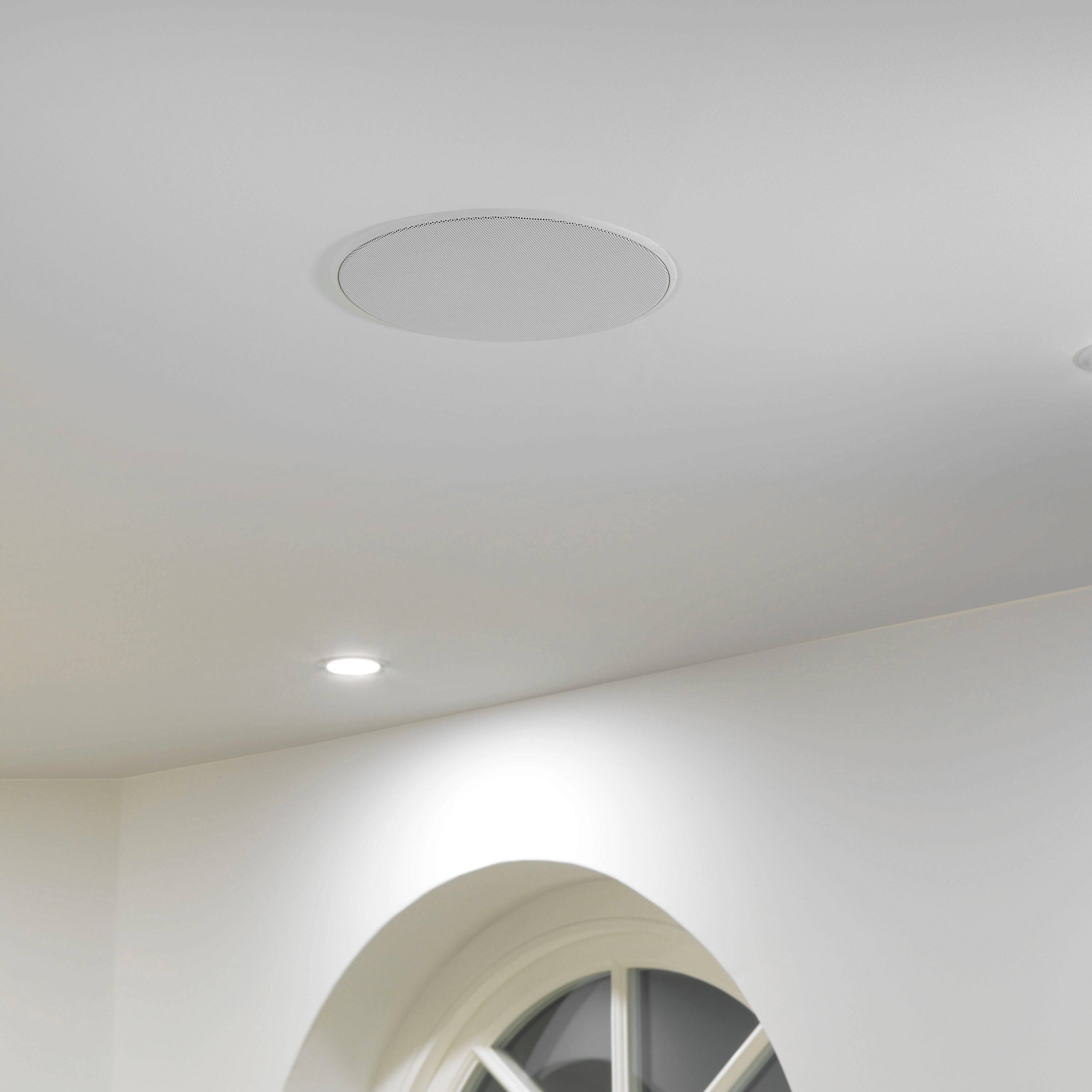 Left. Bowers & Wilkins - 8" 2-Way Round In-Ceiling Speakers (Pair) - White/Black.