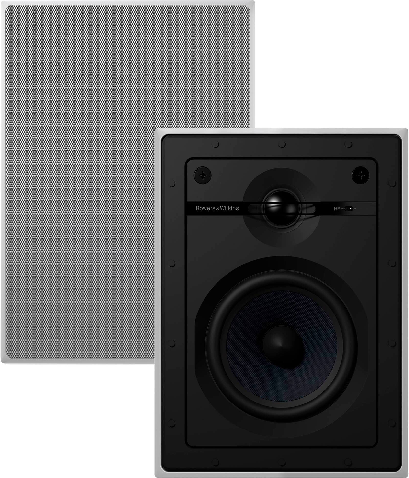 Front. Bowers & Wilkins - CI600 Series 5" In-Wall Speakers w/ Cast Basket, Aramid Fiber Midbass and Nautilus Tweeter - (Pair) - Paintable White.