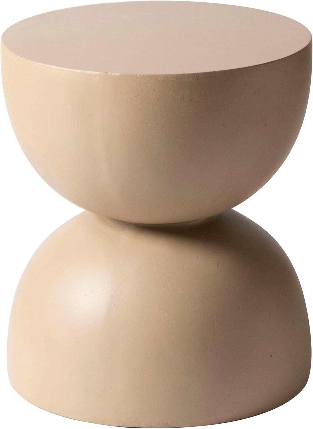 Alt View 2. LeisureMod - Sage Fiberstone Half Round Side Table, Weather Resistant Indoor/Outdoor Accent Table & Stool, Fully Assembled - Beige.