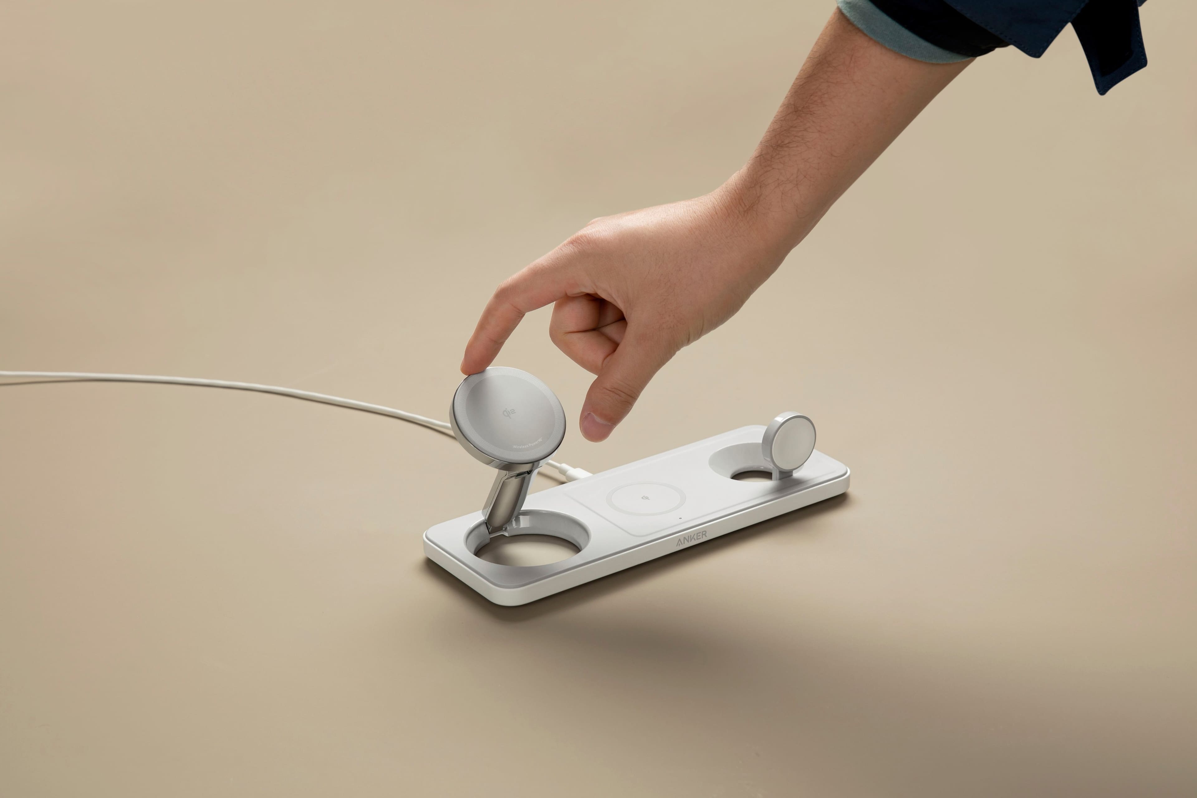 Alt View 15. Anker - Wireless Charging Station (Qi 2.0, 15W, 3-in-1 - White.