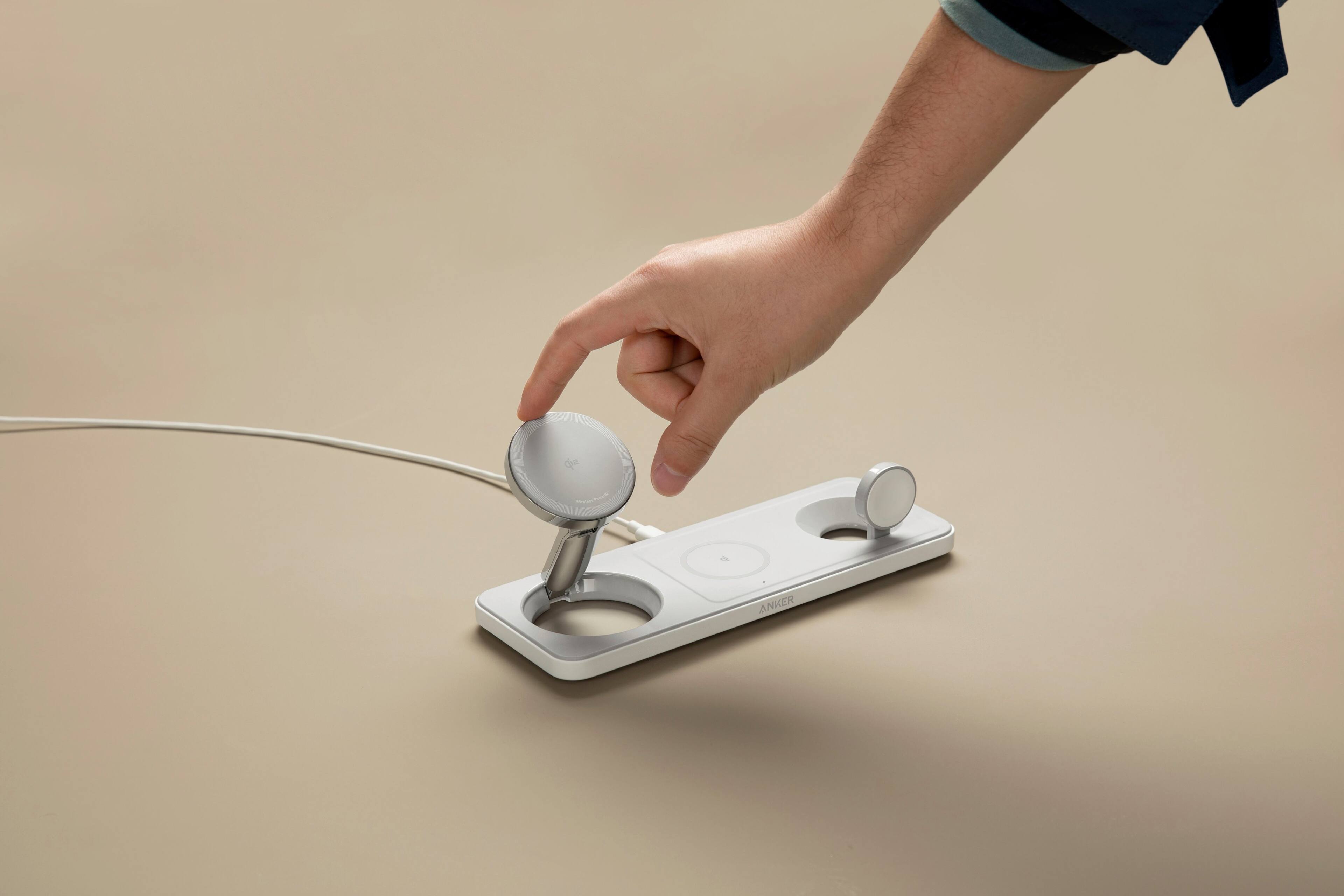 Alt View 15. Anker - Wireless Charging Station (Qi 2.0, 15W, 3-in-1 - White.