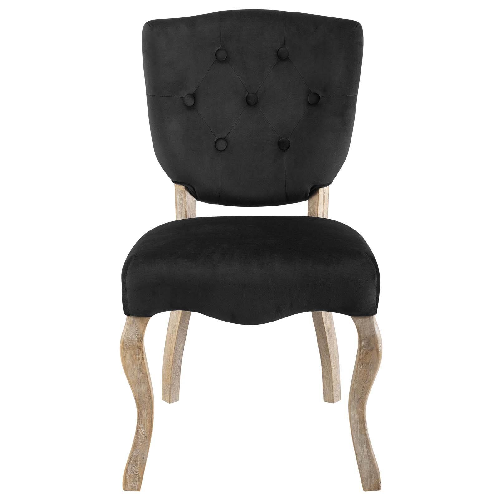 Alt View 1. Modway - Array Vintage French Performance Velvet Dining Side Chair by Modway - Black.