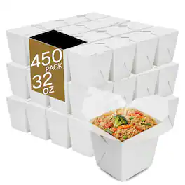 Eco Harmony Products - Paper Take-Out Boxes, 32oz, 450-Pack - White