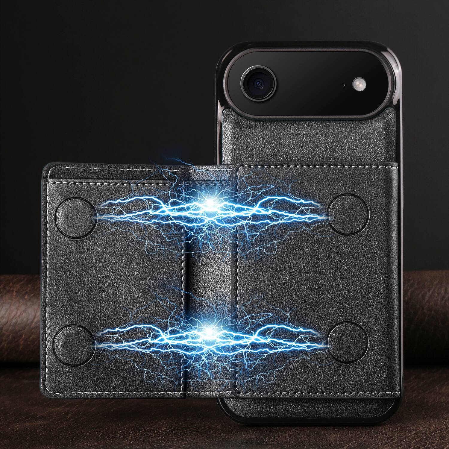 Alt View 1. Dteck - 2-in-1 Magnetic Detachable Wallet Case for Apple iPhone Air, PU Leather Shockproof Cover with Kickstand - Black.