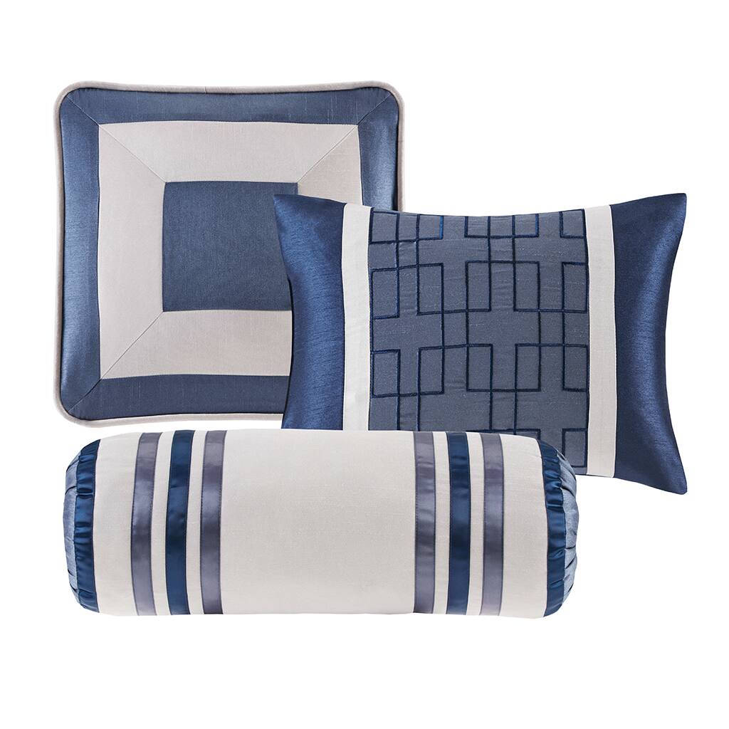 Alt View 3. Gracie Mills - Gracie Mills Elsie Transitional Colorblock 7-Piece Comforter Set - Navy.