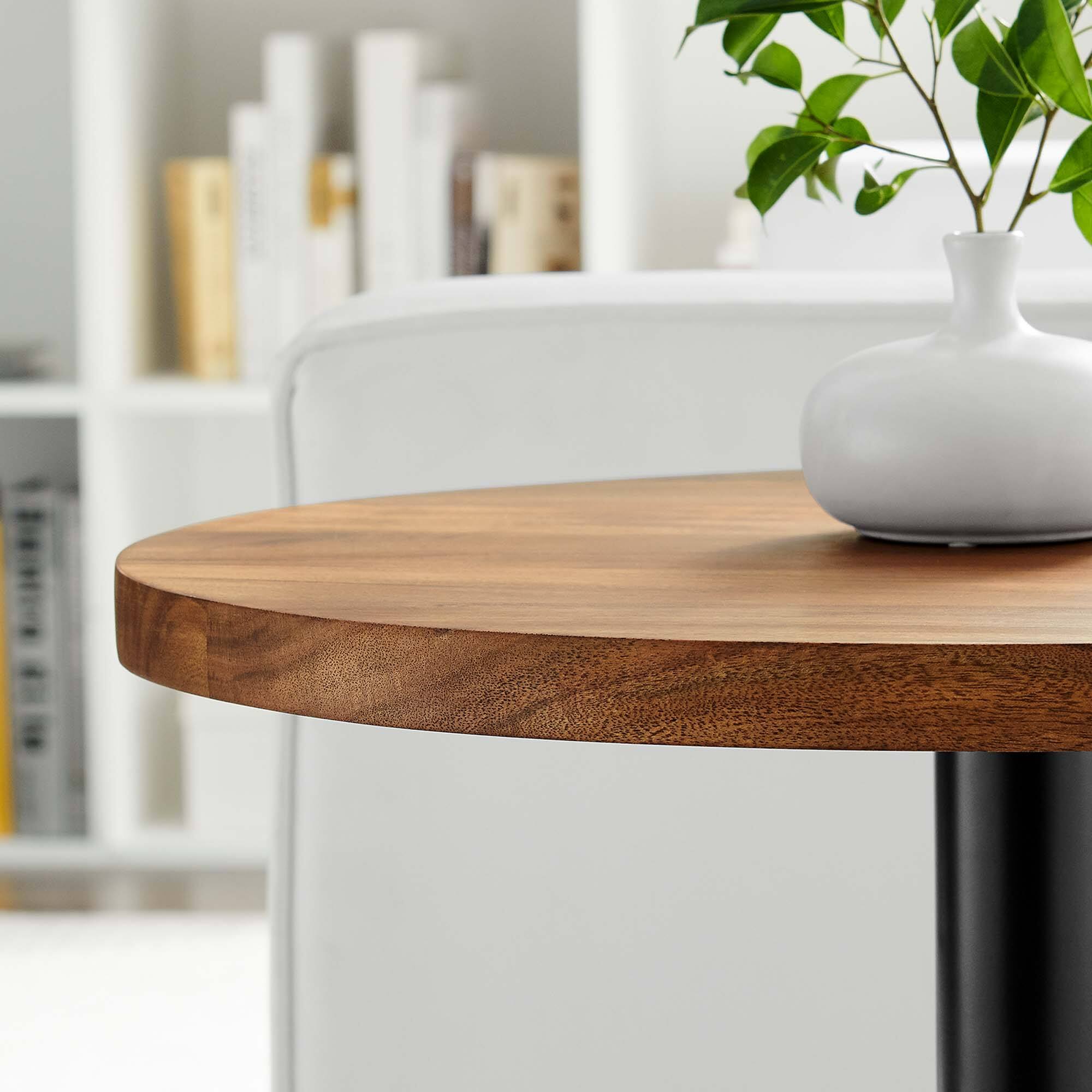 Alt View 1. Modway - Viva Round Acacia Wood Side Table by Modway - Black Light Oak.