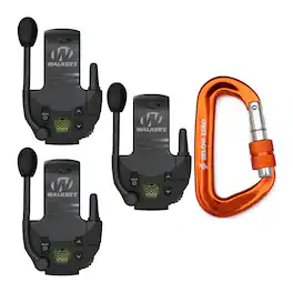 Walkers - Walker's Tactical/Hunting Walkie Talkie for Razor Muffs (3-Pack) with Carabiner - Black