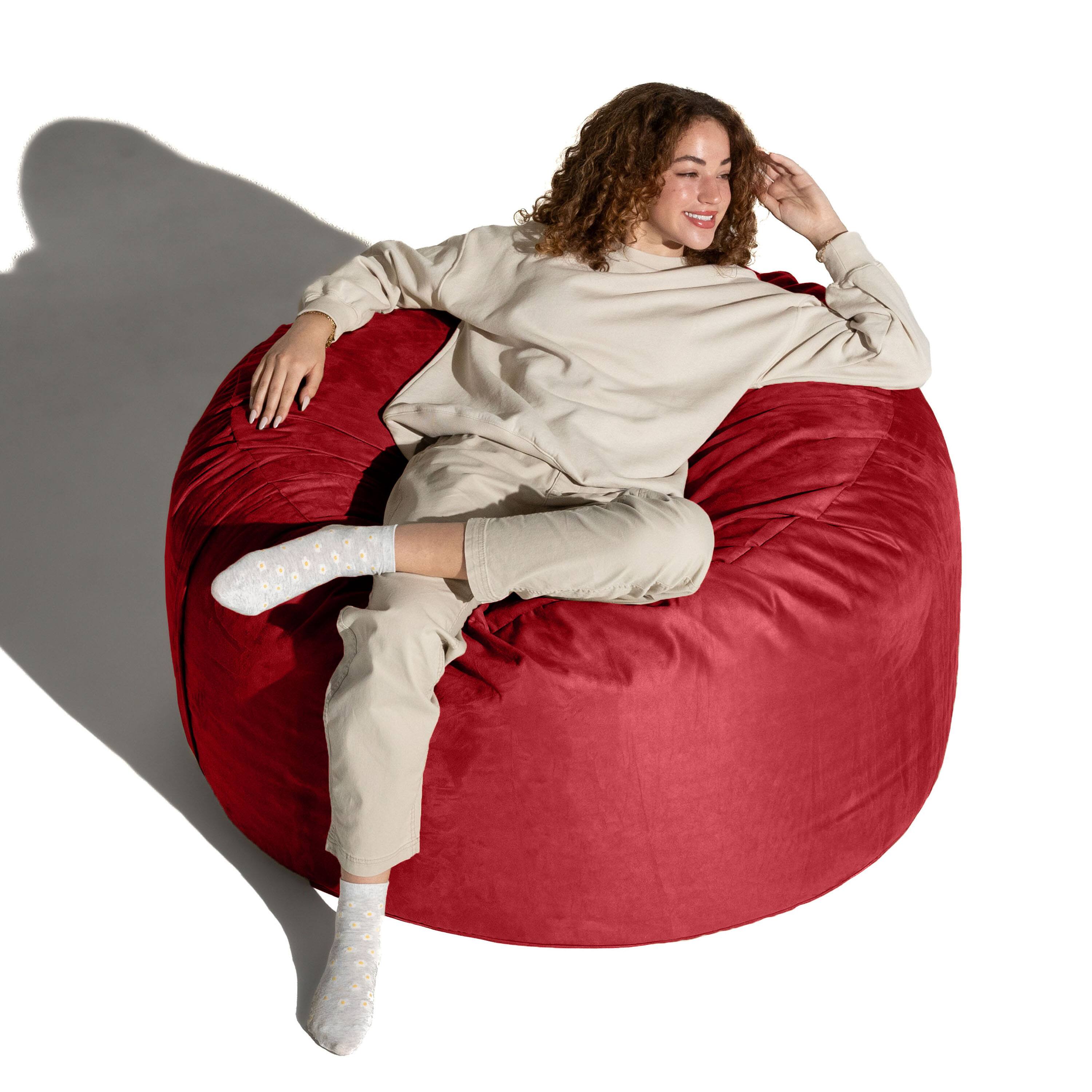 Alt View 5. Jaxx - Jaxx 4 ft Round Bean Bag Chair for Adults, Cinnabar - Cinnabar.