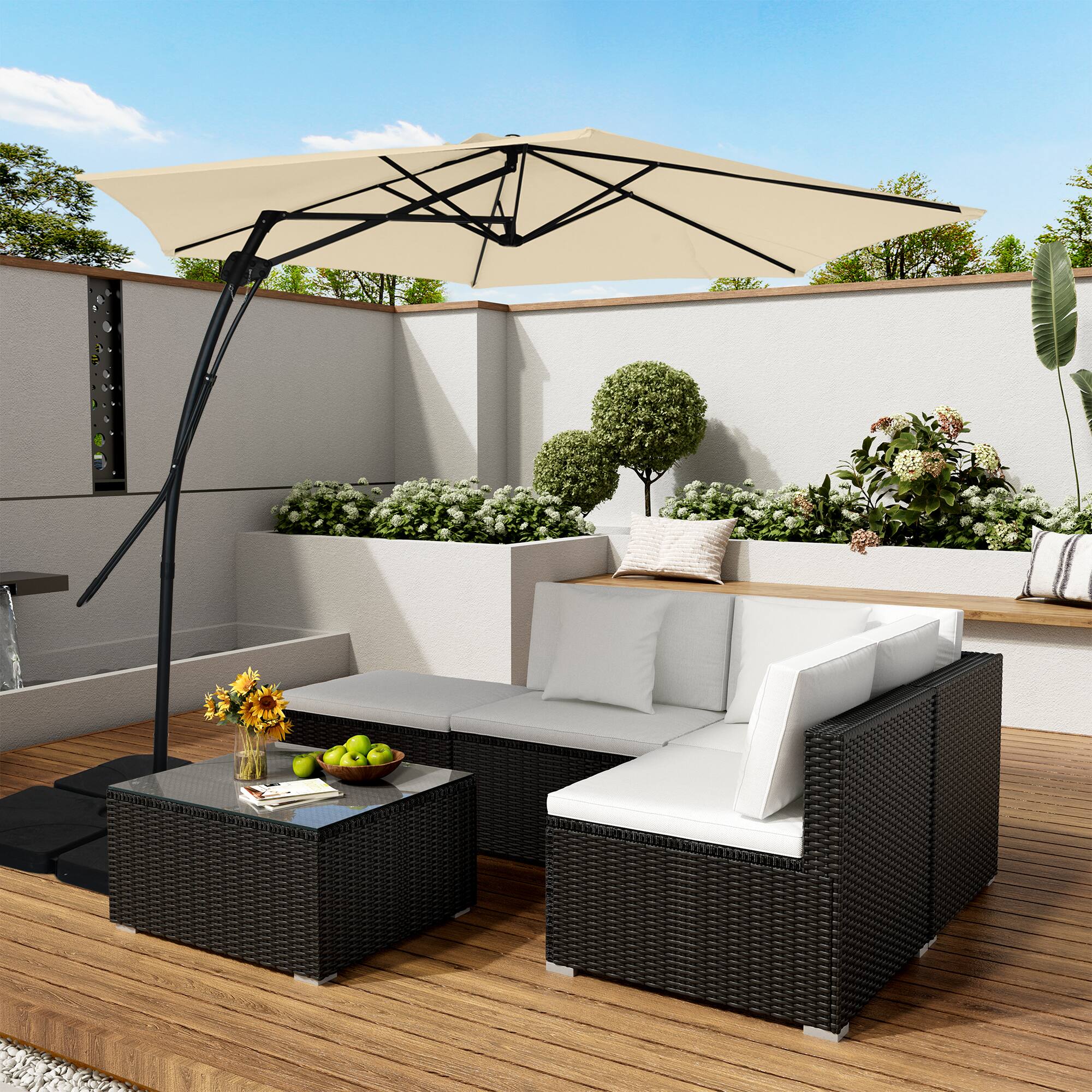 Alt View 3. Boyel Living - 10 Ft. Outdoor Patio Cantilever Umbrella with Stand.