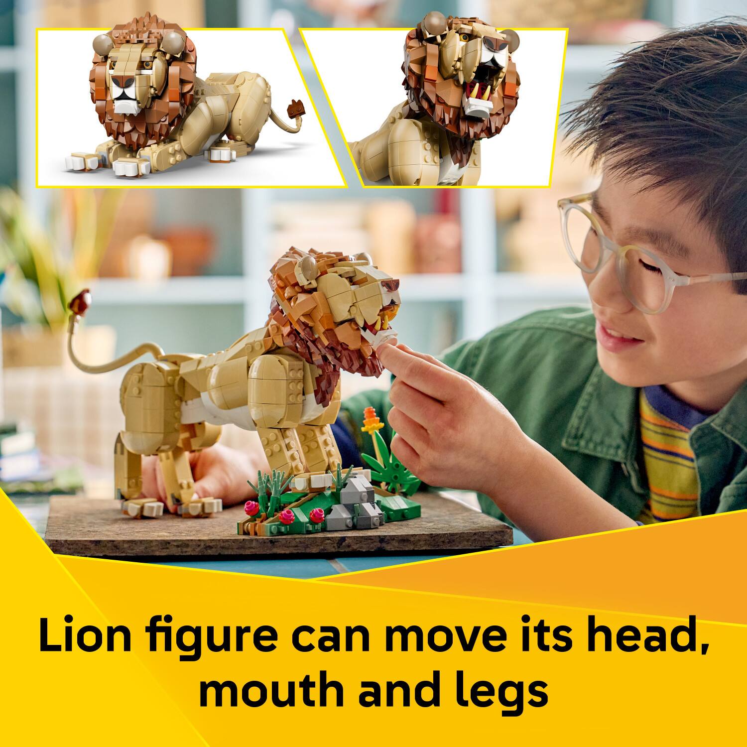 Lion figure can move its head, mouth and legs