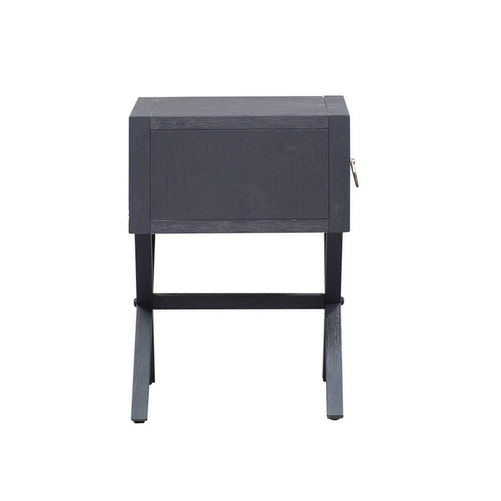Back. Liberty Furniture Industries - East End 1 Drawer Accent Table in Wirebrushed Denim - Blue.