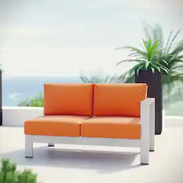 Shore Right-Arm Corner Sectional Outdoor Patio Aluminum Loveseat by Modway - Silver Orange