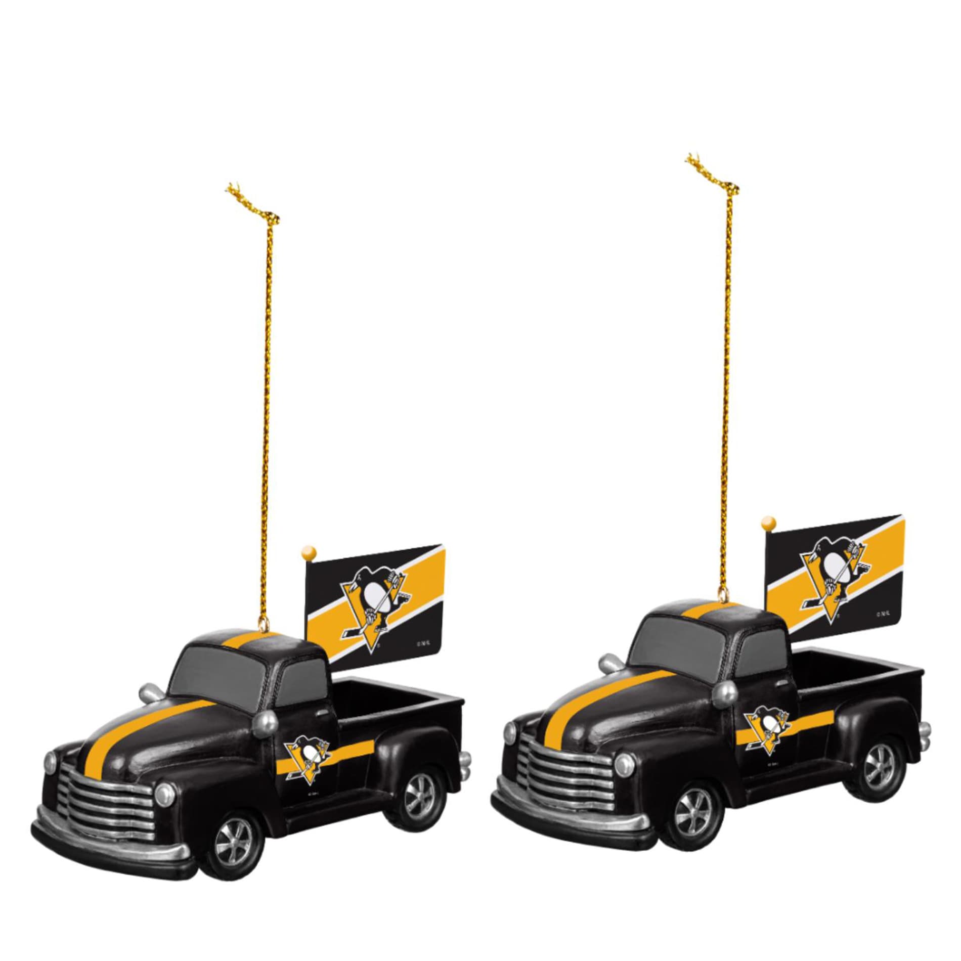 Alt View 1. Evergreen Enterprises - Pittsburgh Penguins 3" Rally Truck Two-Piece Ornament Set - Multicolor.