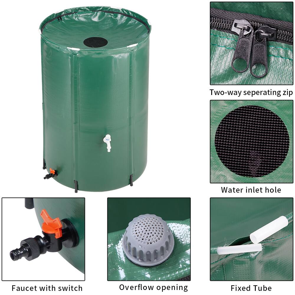 Alt View 2. Winado - 100 Gallon Rain Barrel Foldable Portable Water Collector Storage Outdoor Supply - Green.