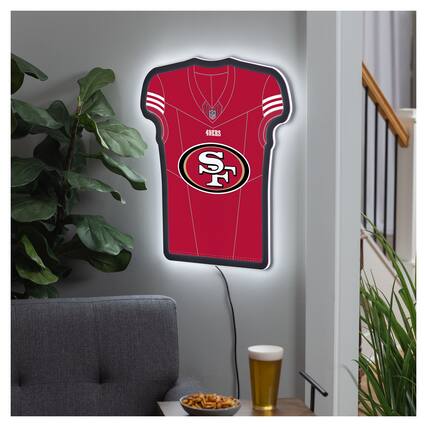 Front. Evergreen Enterprises - San Francisco 49ers 23" LED Jersey Lighted Wall Sign - Multicolor.