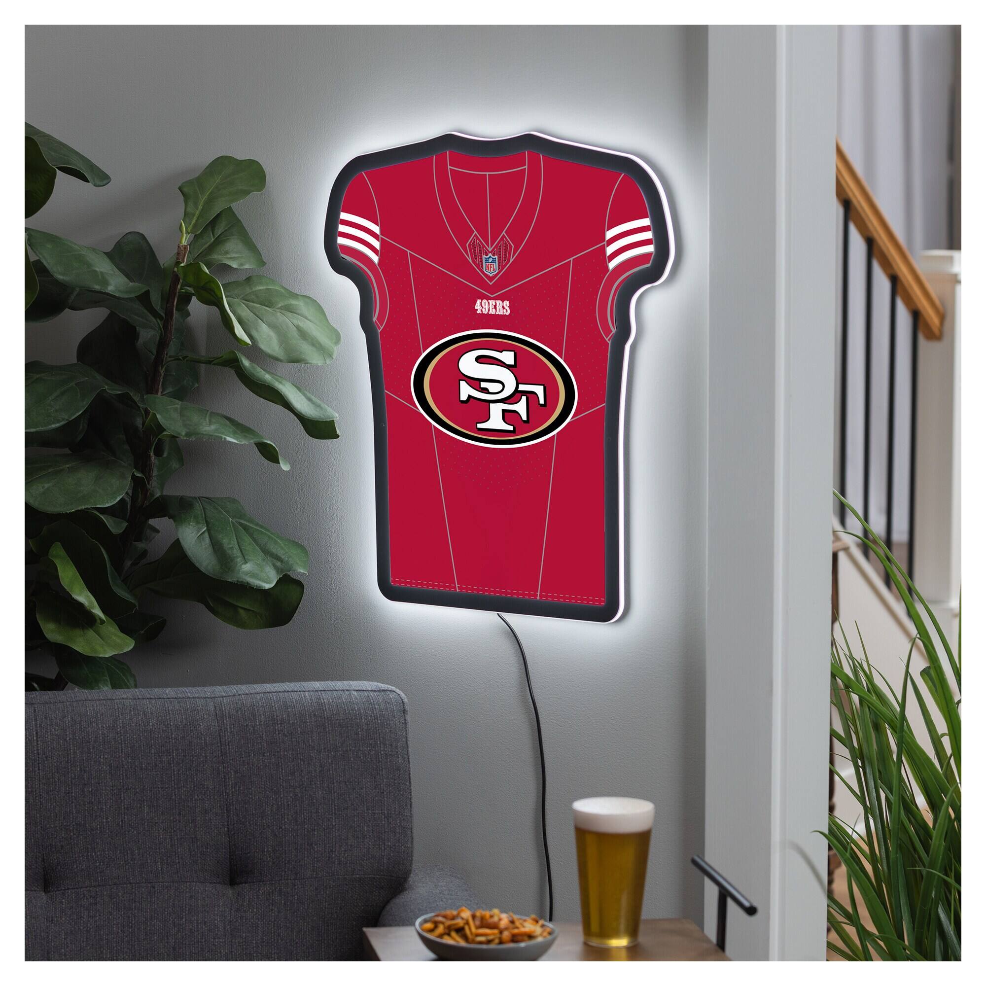 Front. Evergreen Enterprises - San Francisco 49ers 23" LED Jersey Lighted Wall Sign - Multicolor.