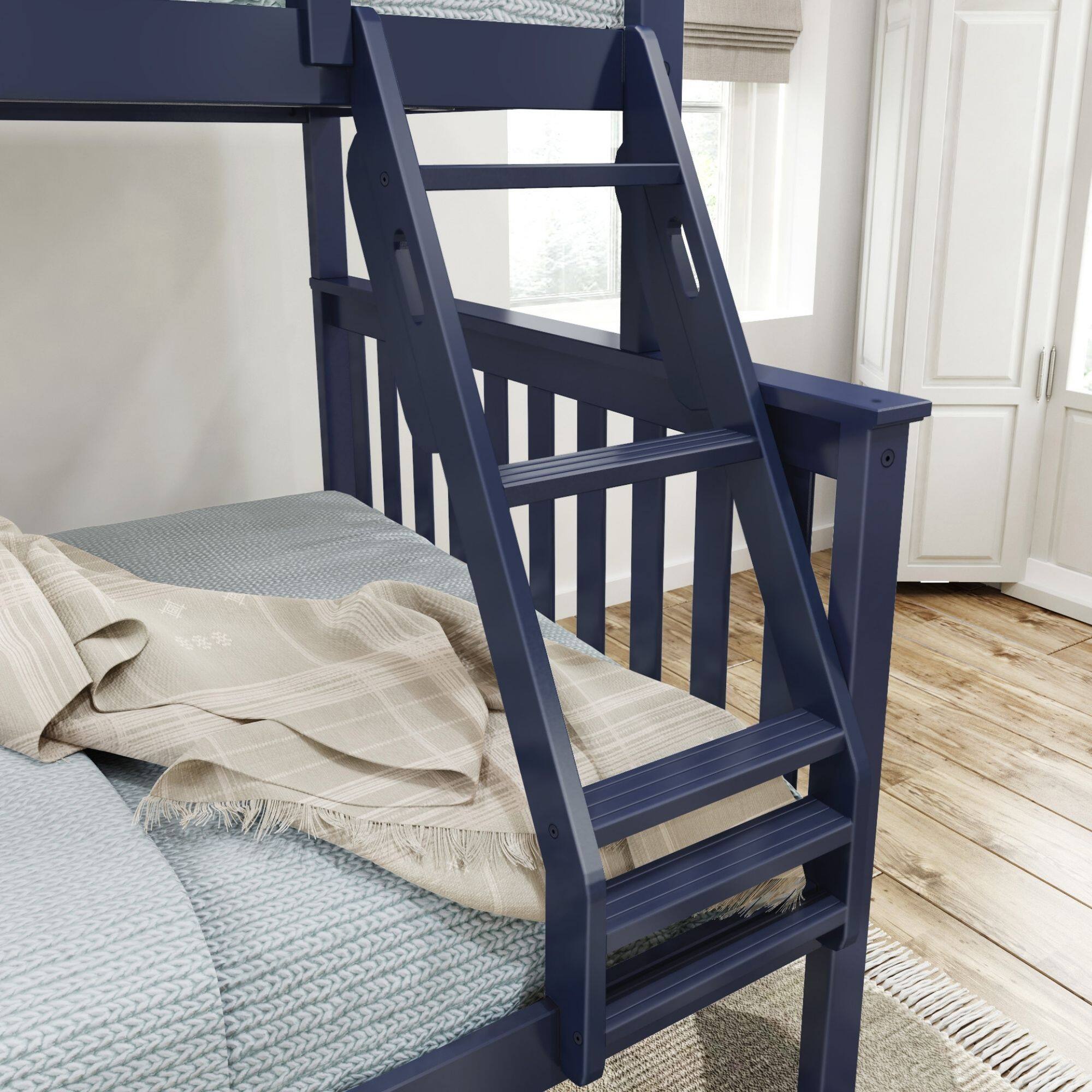 Alt View 3. Plank+Beam - Classic Twin over Full Bunk Bed, Blue - Blue.