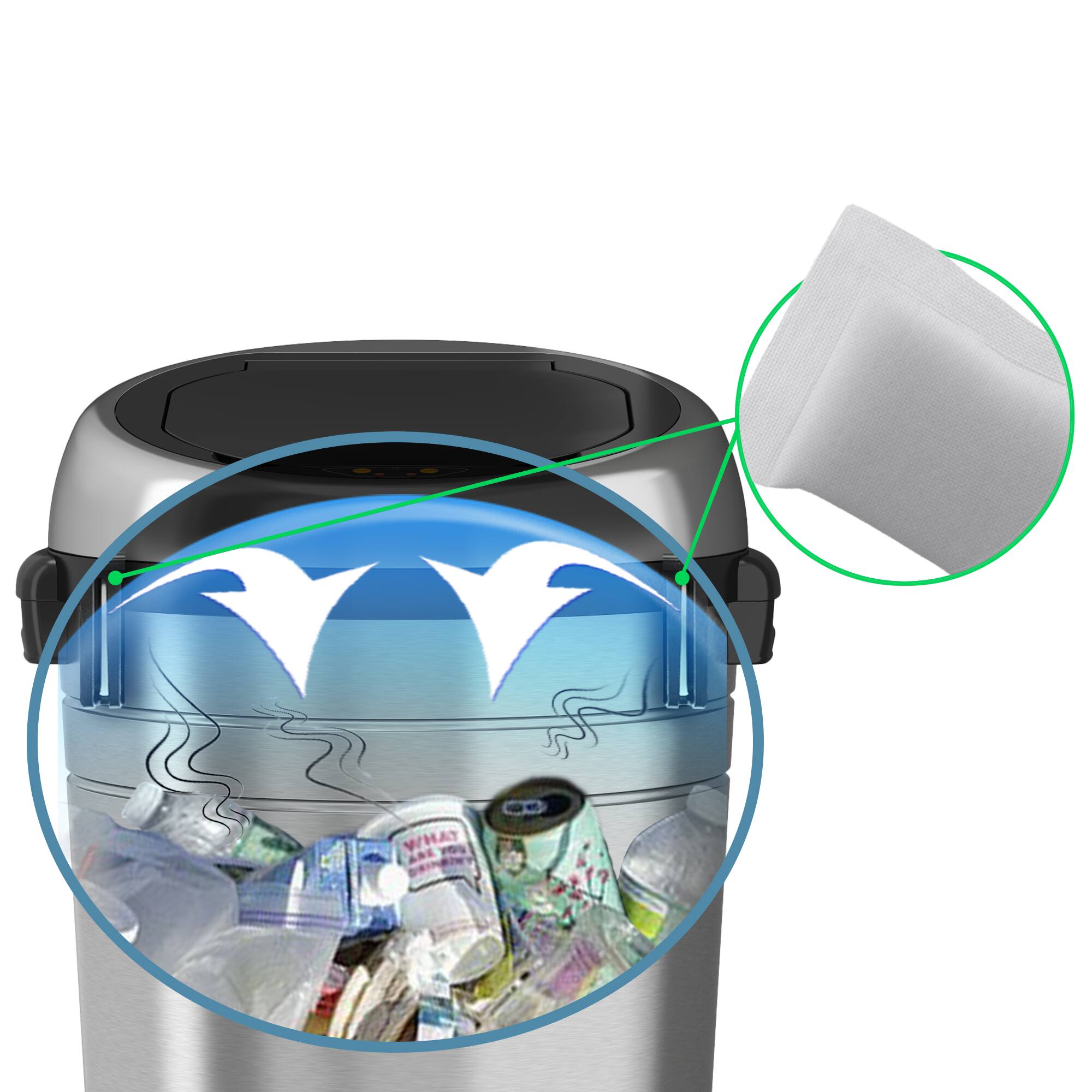 Alt View 12. iTouchless - 18-Gal. Touchless Round Trash Can - Stainless Steel.