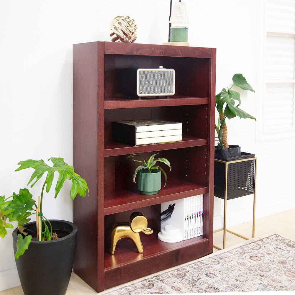 Alt View 1. Concepts in Wood - Single Wide Bookcase 4 Shelves Cherry Finish - Red.