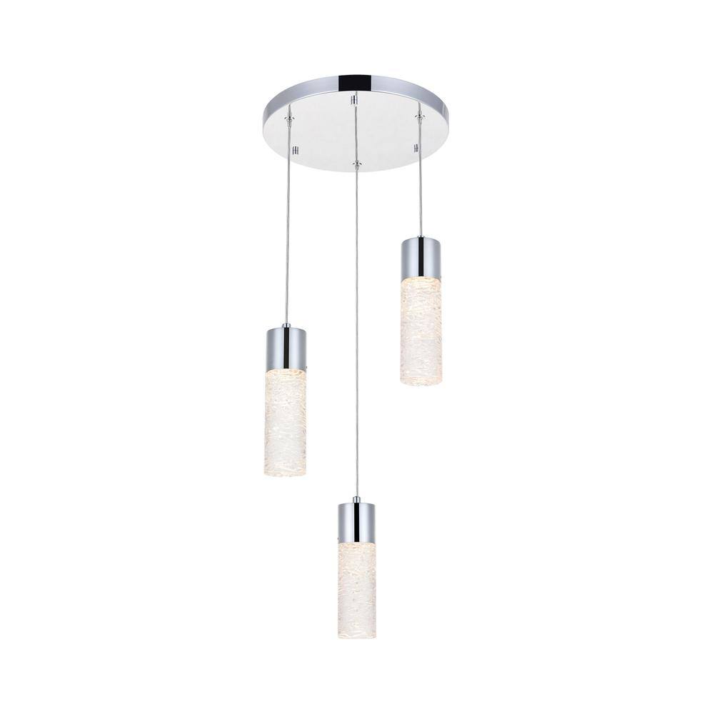 Alt View 1. Elegant Lighting - Constellation 3 light Chrome LED Pendant - Chrome.