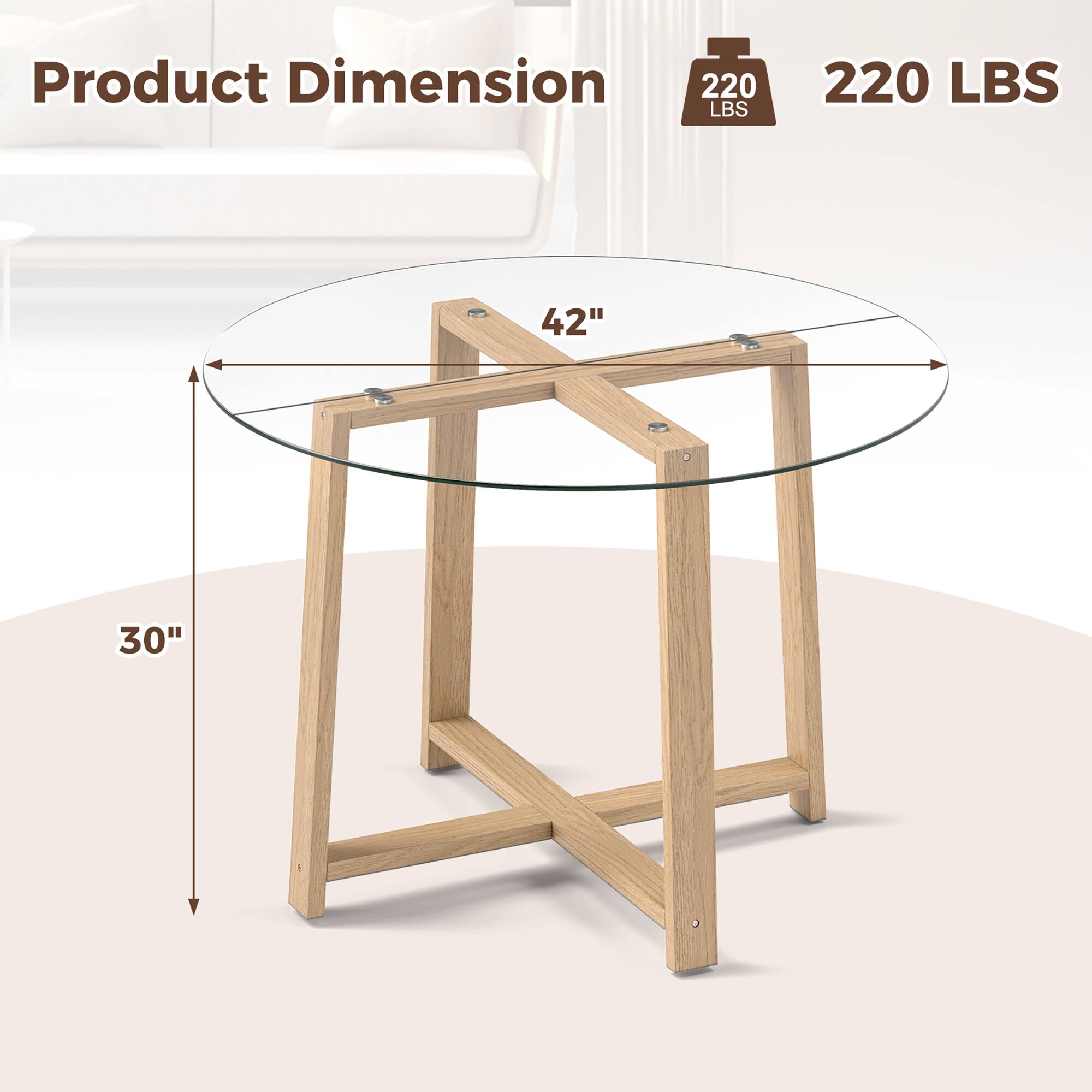 Product Dimension  
220 LBS  
42"  
30"