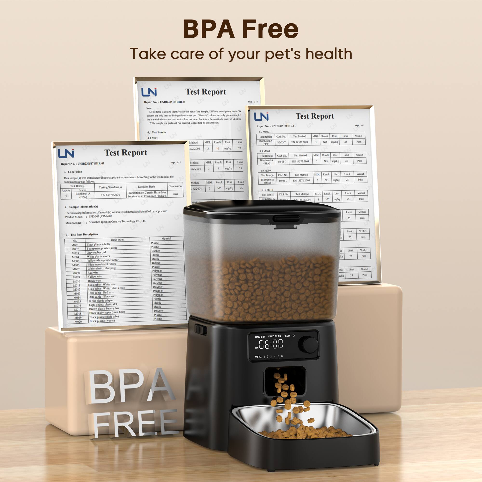 BPA Free  
Take care of your pet's health  

LN Test Report  
LN Test Report  
LN Test Report
