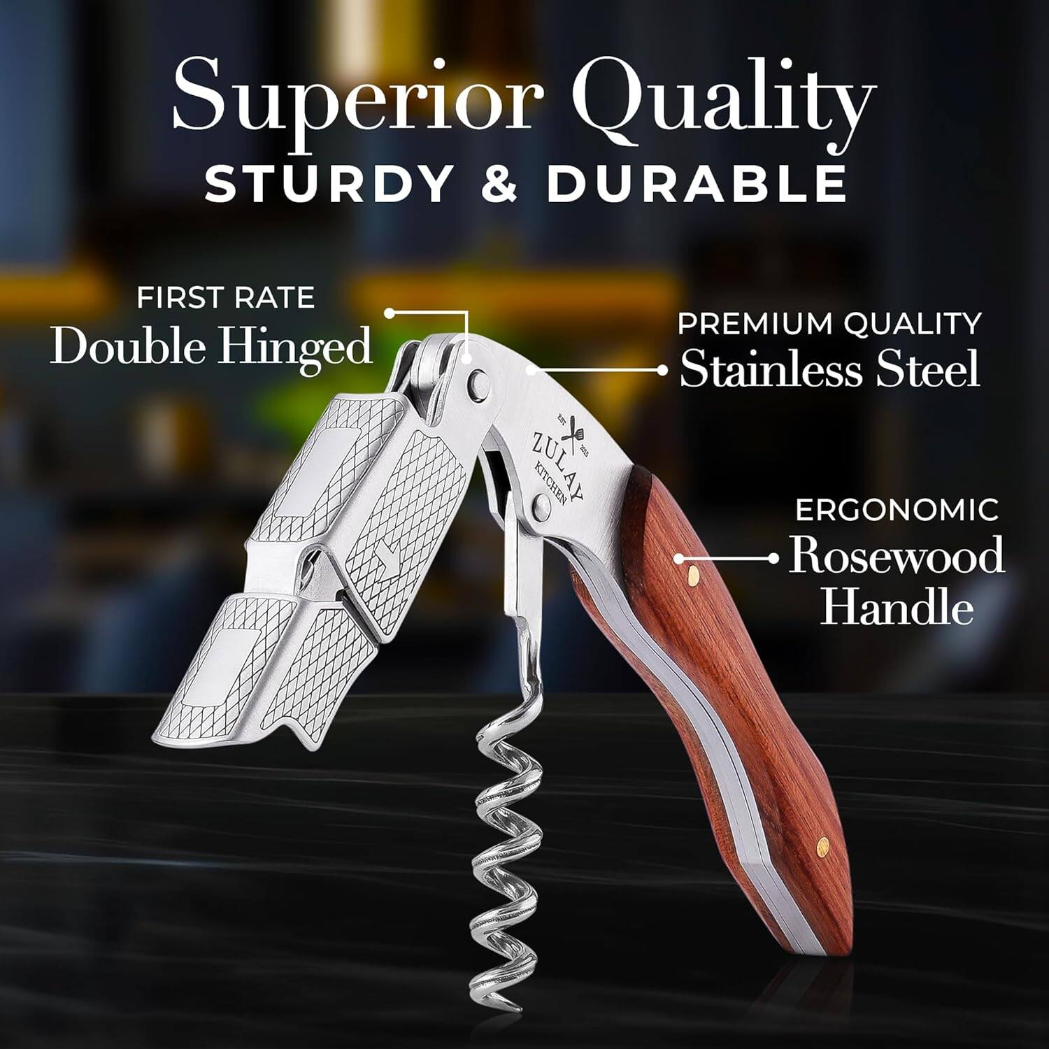 Superior Quality  
STURDY & DURABLE  

FIRST RATE Double Hinged  

PREMIUM QUALITY Stainless Steel  

ERGONOMIC Rosewood Handle