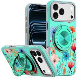 Kitcheniva - Luxury Printed Case With Tempered Glass For iPhone 17 Pro Max Floral - Multicolor