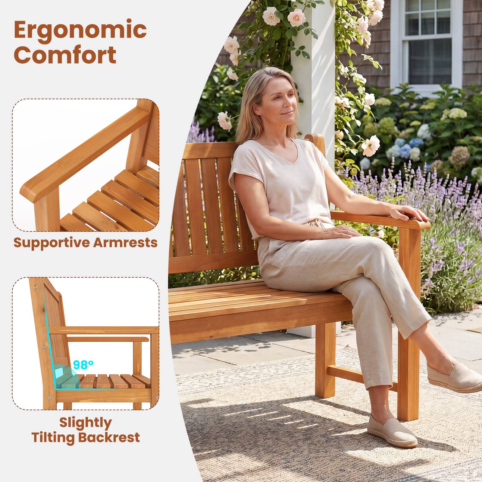 Ergonomic Comfort  
Supportive Armrests  
98° Slightly Tilting Backrest