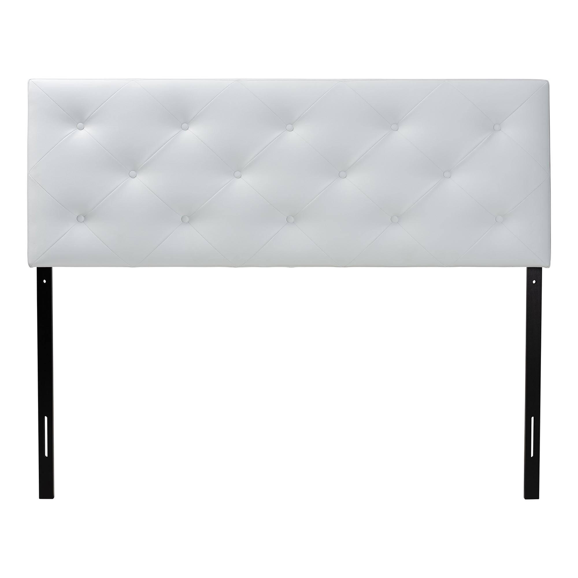 Angle. Baxton Studio - Baltimore Modern and Contemporary Full Faux Leather Upholstered Headboard - White.