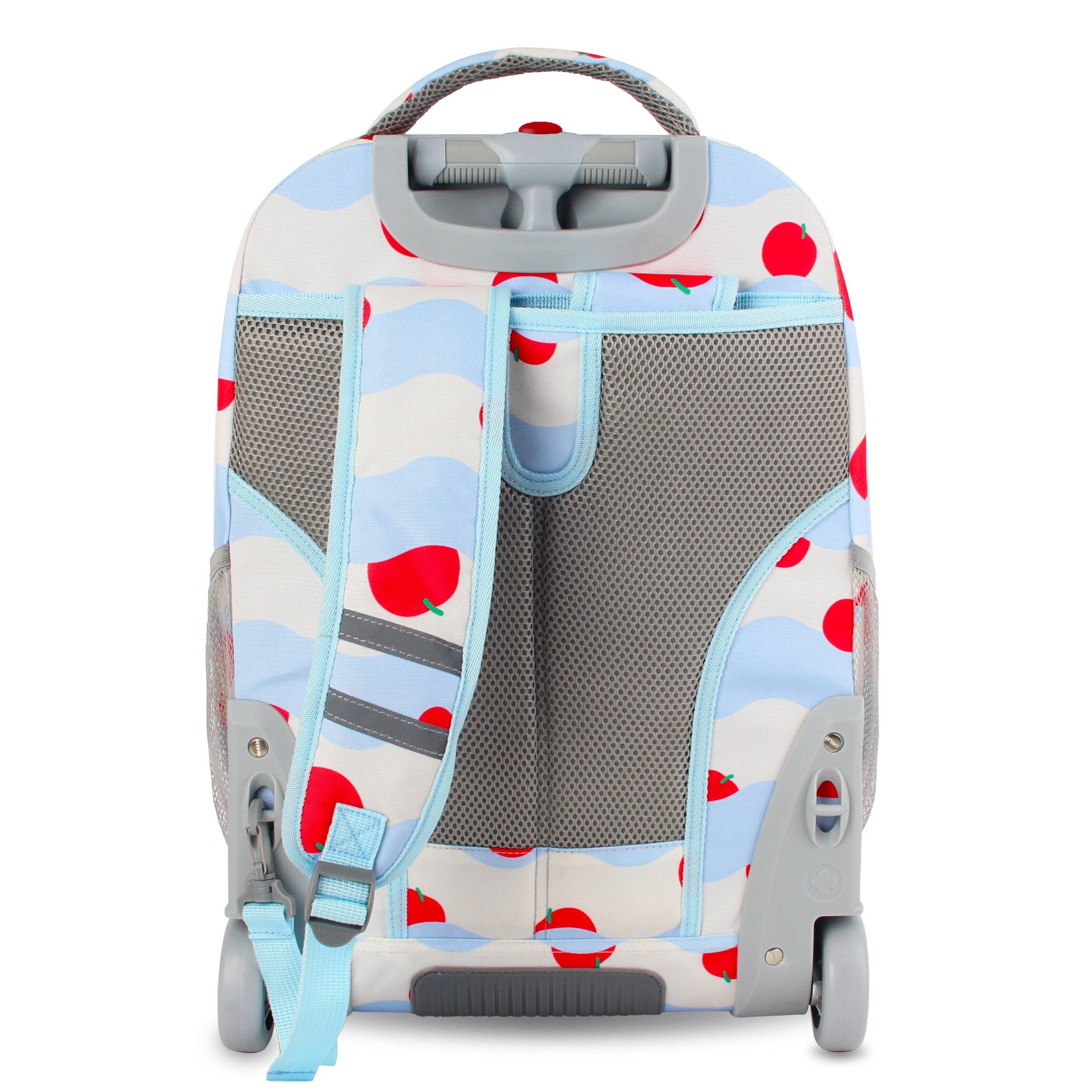 Back. J World - J World Unisex Sundance 20" Rolling Backpack With Laptop Sleeve For School And Travel, Floating Apple - FLOATING APPLE.