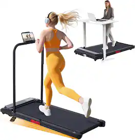 Core Tech - Walking Pad Treadmill with Incline and Handle Bar, 3.0HP Compact Home Fitness Machine - Black