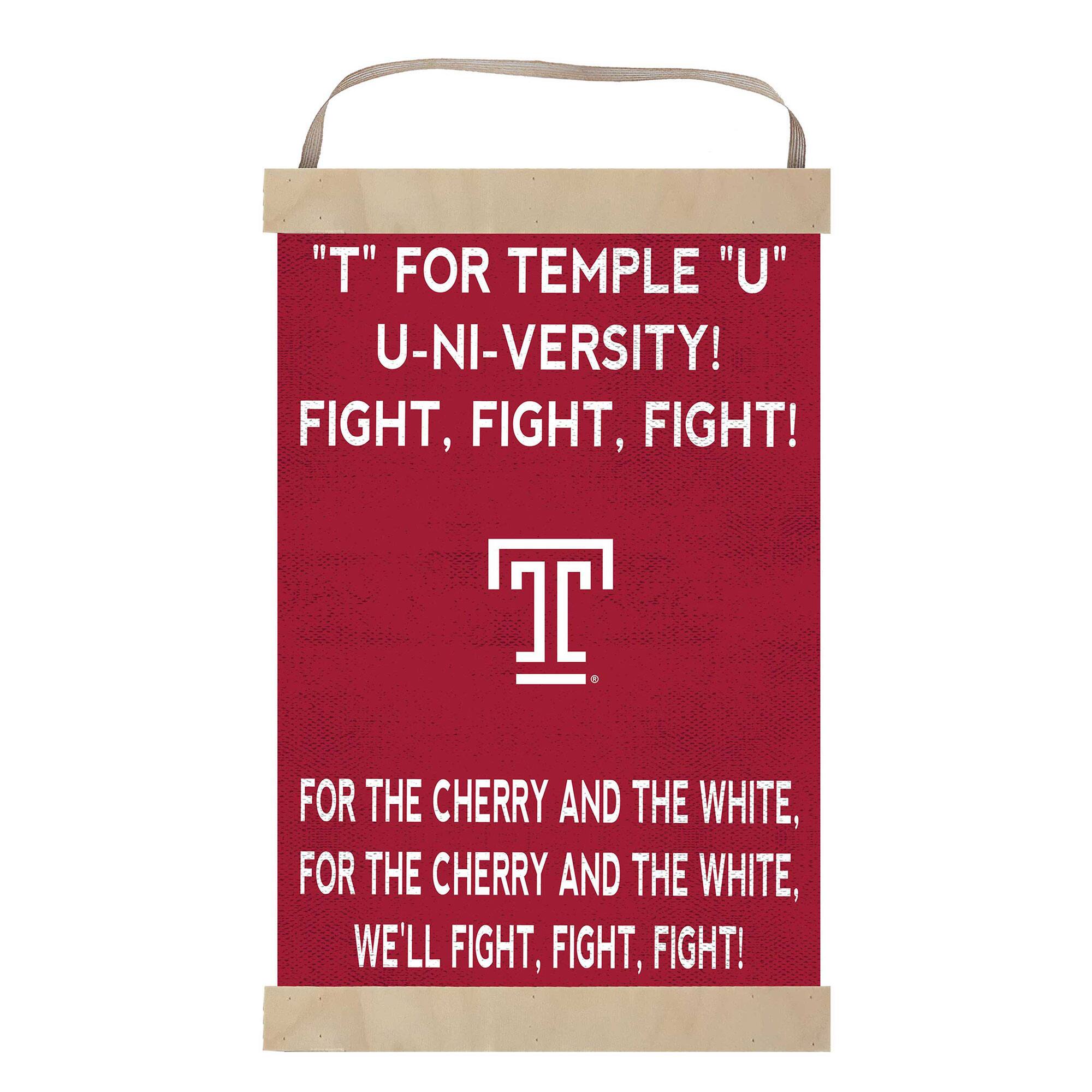 Temple Owls Fight Song Banner Sign