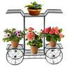 Gymax - 6-Tier Garden Cart Stand Flower Rack Display Decor Flower Pot Plant Holder - Black