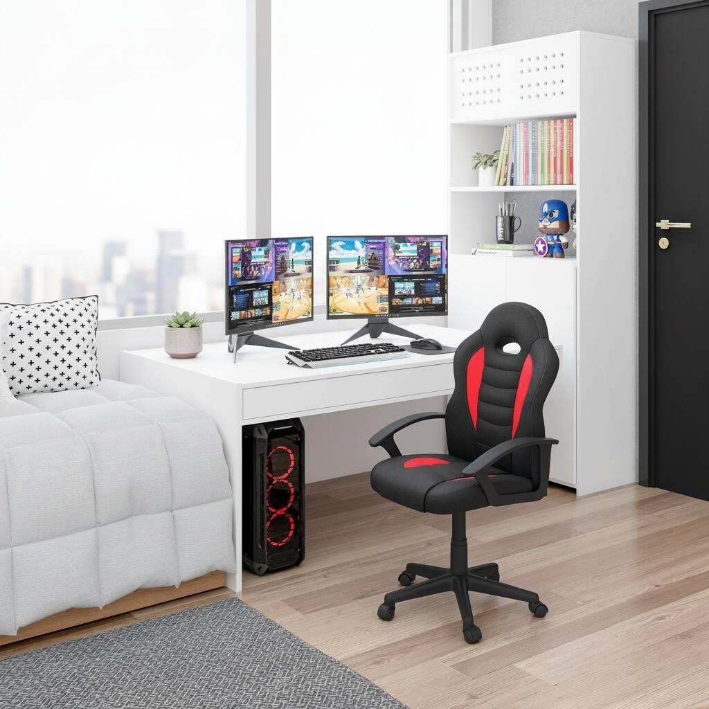Alt View 5. Forest'nSky - Racer Gaming Chair, Student Task Chair with Wheels & Swivel for Gaming & Homework - Red.